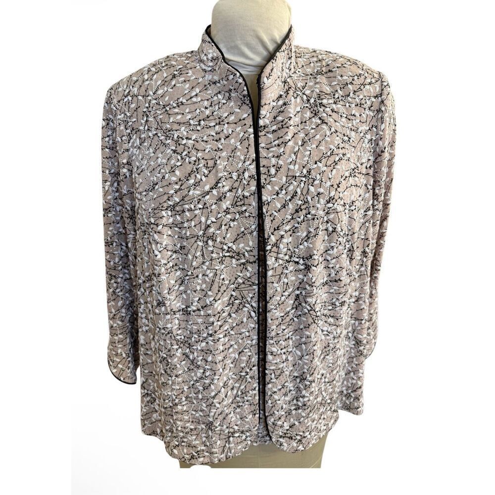 Alex Evenings Glitter 2-Piece Set Tank & Cardigan Mandarin Collar Plus 1X